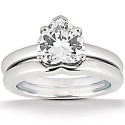 1 Carat Heart Cut Diamond Engagement Band Set Solitaire Ring