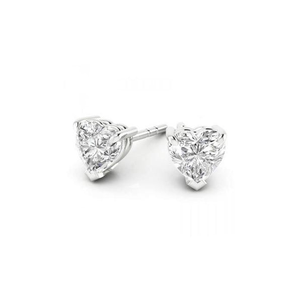  Heart Cut Diamond Stud Earring White Gold 