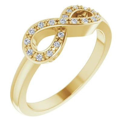 1 Carat Infinity Diamond Promise Ring Yellow Gold 14K Vs1 F Band