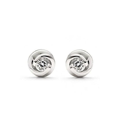 Ladies  White Gold Round Diamond Stud Earring Fine Jewelry 