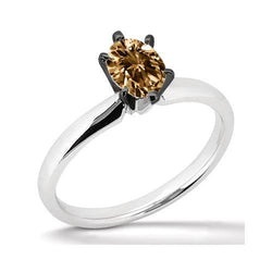 1 Carat Oval Champagne Diamond Wedding Ring Gemstone