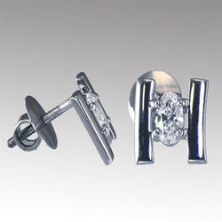 1 Carat Oval Cut Diamond Stud Earring 14K White Gold