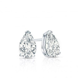 1 Carat Pear Cut Diamond Women Stud Earrings 14K White Gold