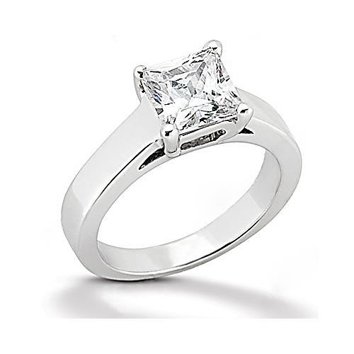1 Carat Princess Cut Diamond Engagement Ring White Gold 14K Solitaire Ring
