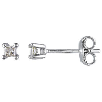 New Princess Cut Diamond Women Studs Earring White Gold 
