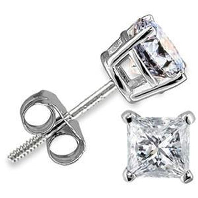 1 Carat Princess Cut Four Prong Set Diamond Stud Earring Stud Earrings
