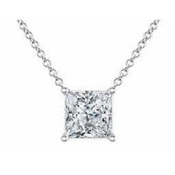 1 Carat Princess Cut Solitaire Diamond Necklace Pendant