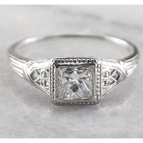1 Carat Princess Diamond Ring White Gold G Vs1 Engagement Ring