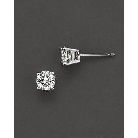  Prong Set Round Diamond White Gold Stud Earrings