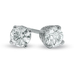 1 Carat Prong Set Solitaire Round Diamond Stud Earrings