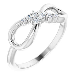 Real  1 Carat Ring Diamond Engagement Infinity Style White Gold 14K