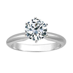 1 Carat Round Diamond Solitaire Engagement Ring 14K White Gold
