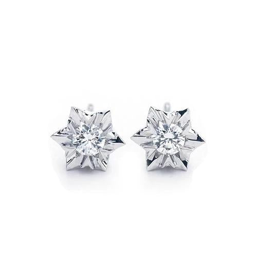 Round Brilliant Cut Diamond Stud Earrings White Gold 