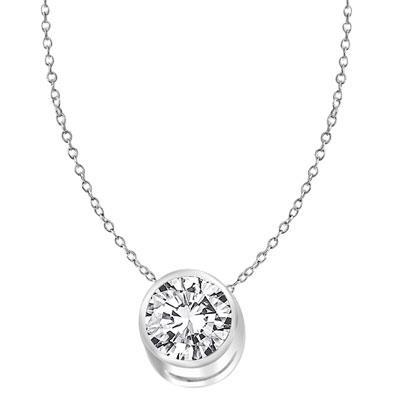 1 Carat Round Cut Diamond Bezel Set Pendant Pendant