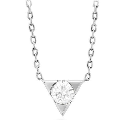 1 Carat Round Cut Diamond Triangle Shape Pendant Necklace Pendant