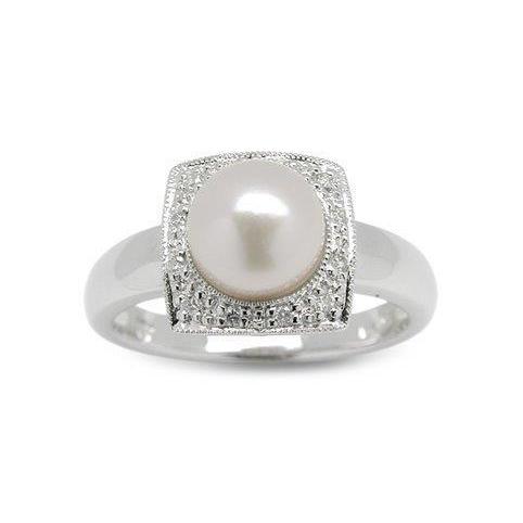 New  Round Cut Pearl Diamond Engagement Ring White Gold  Gemstone Ring