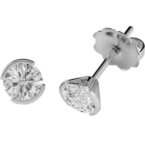 Elegant Style Round Cut Solitaire Diamond  White Gold Stud Earrings