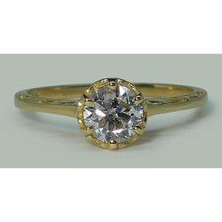 1 Carat Round Diamond Crown Style Solitaire Engagement Ring