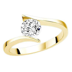 1 Carat Round Diamond Solitaire Tension Style Yellow Gold Ring