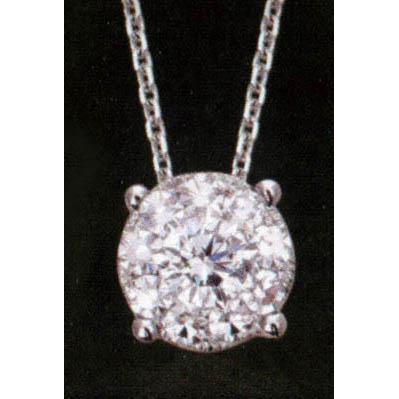 1 Carat Round Diamond Pendant Necklace With Chain 4 Prong Set Pendant