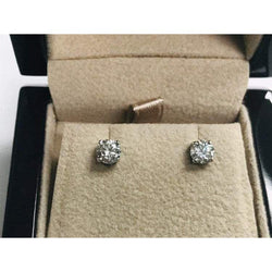 Round Natural Earth Mined Diamond Stud Earrings 1 Carat