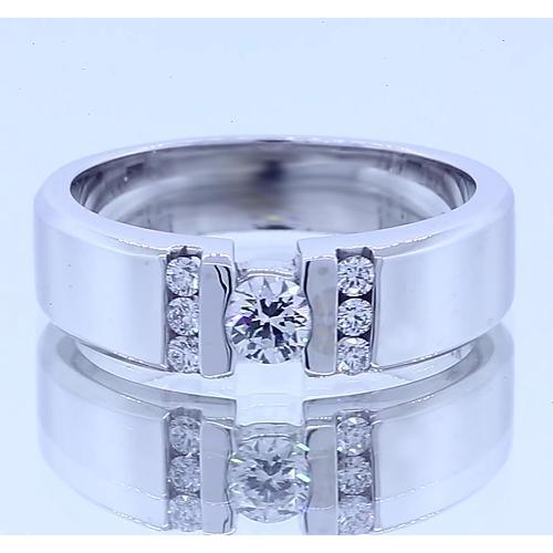 1 Carat Simple Ring Round Diamond White Gold 14K Vs1 F Mens Ring