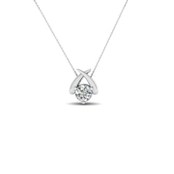 1 Carat Solitaire Round Cut Diamond Pendant Necklace