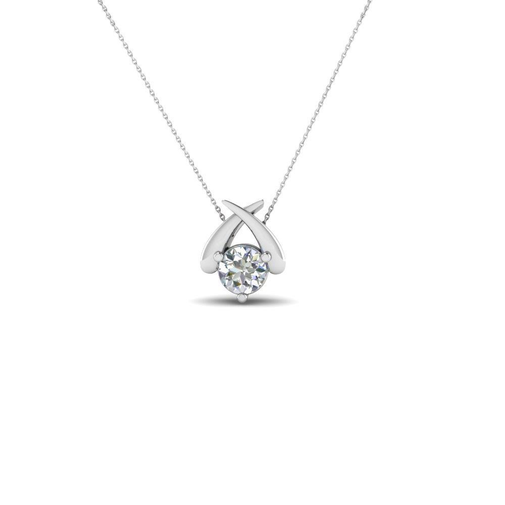 1 Carat Solitaire Round Cut Diamond Pendant Necklace Pendant