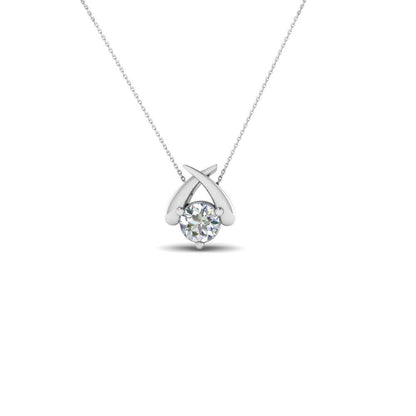 1 Carat Solitaire Round Cut Diamond Pendant Necklace Pendant