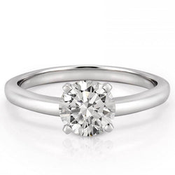 1 Carat Solitaire Round Cut Real Natural Earth Mined Diamond Wedding Ring White Gold 14K