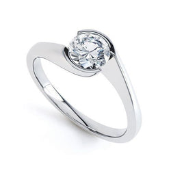1 Carat Solitaire Round Diamond Engagement Ring White Gold 14K