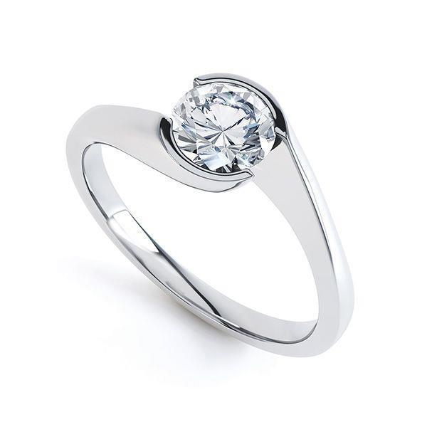 Woman's Wedding  Round Diamond Engagement Ring White Gold Solitaire Ring