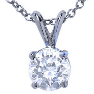1 Carat Solitaire Round Diamond Necklace Pendant White Gold 14K Pendant
