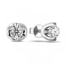 1 Carat Sparkling Round Cut Diamonds Studs Earrings 14K White Gold