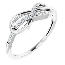 1 Carat Twisted Diamond Infinity Ring White Gold 14K