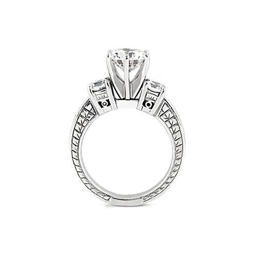 Three Stone Ring 1.50 Carats Diamond Ring Three Stone Gold Engagement Ring