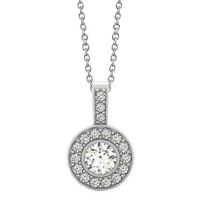 Diamond Milgrain Pendant Necklace
