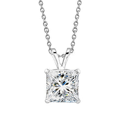 1.25 Carats Princess Cut Diamond Necklace Pendant White Gold 14K
