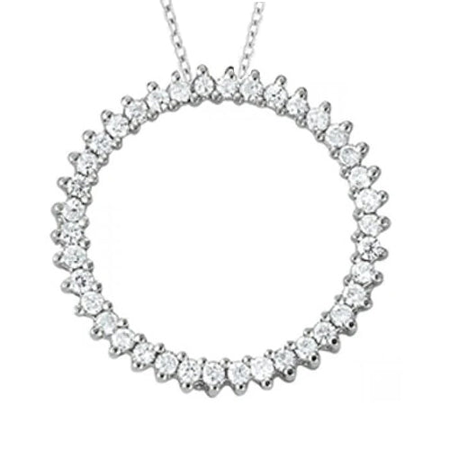 1.25 Carats Round Natural Earth Mined Diamonds Circle Pendant Without Chain White Gold 14K