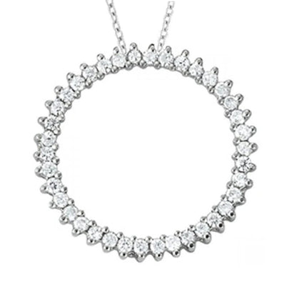 1.25 Carats Round Natural Earth Mined Diamonds Circle Pendant Without Chain White Gold 14K