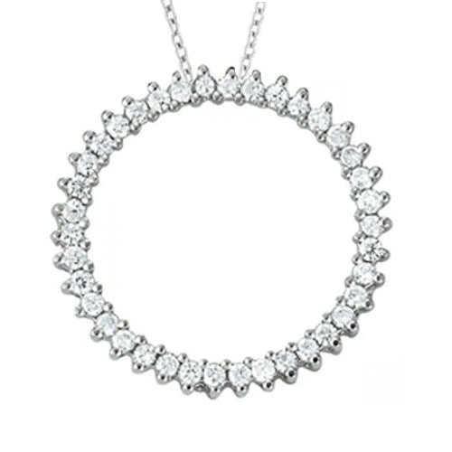 1.25 Carats Round Diamonds Circle Pendant Without Chain White Gold 14K