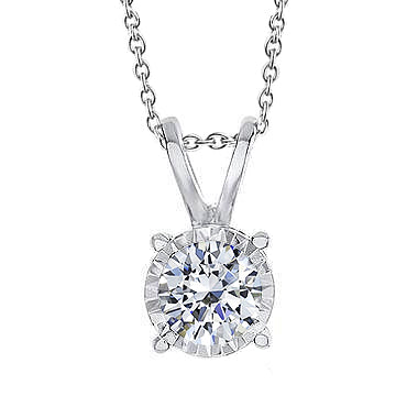 1.25 Carats Round Solitaire Natural Earth Mined Diamond Pendant Necklace White Gold