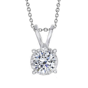 1.25 Carats Round Solitaire Diamond Pendant Necklace White Gold