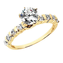 Real  1.30 Ct Diamond Engagement Accented Ring Yellow Gold 14K