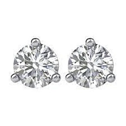 New Fancy Three Prong Set Round Diamond Stud Earring 