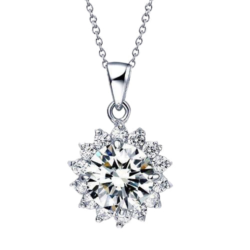 1.40 Carats Round Natural Earth Mined Diamond Necklace Pendant White Gold 14K