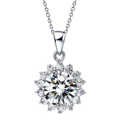 1.40 Carats Round Natural Earth Mined Diamond Necklace Pendant White Gold 14K