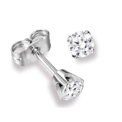 Round Fancy Princess Cut Vintage Style White Gold Diamond Stud Earrings