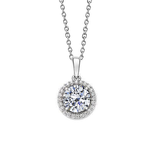 1.50 Carats Round Diamond Tenis Necklace Pendant White Gold Jewelry