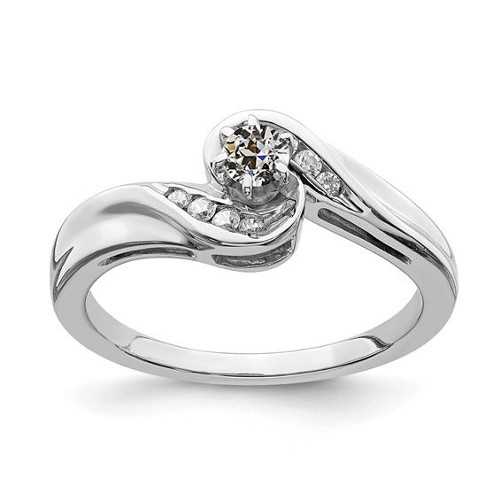 Womans Anniversary White Gold Round Old Miner Diamond Ring